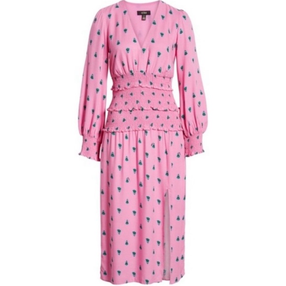 AFRM HAZEL SMOCKED MIDI DRESS in Pink, sold at Nordstrom’s - Picture 1 of 5